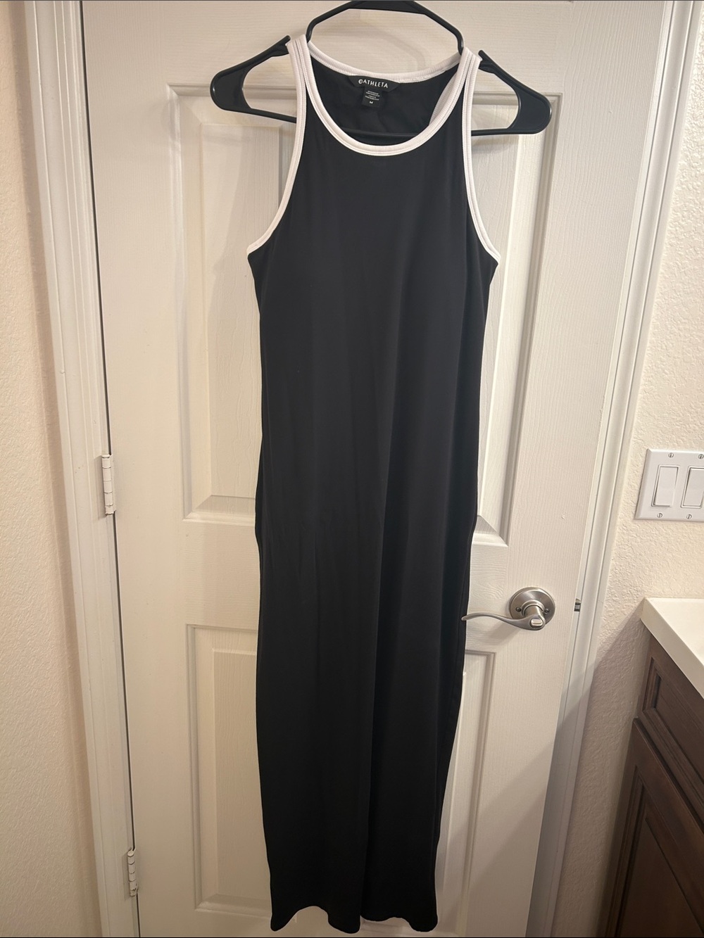 Athleta Black Maxi Tank Dress with White Trim - Medium